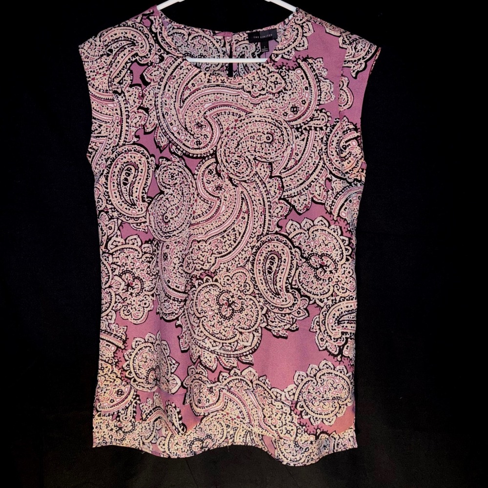 The Limited Pink‎ Purple Paisley Sleeveless High-Low Shell Blouse Top Small NWT